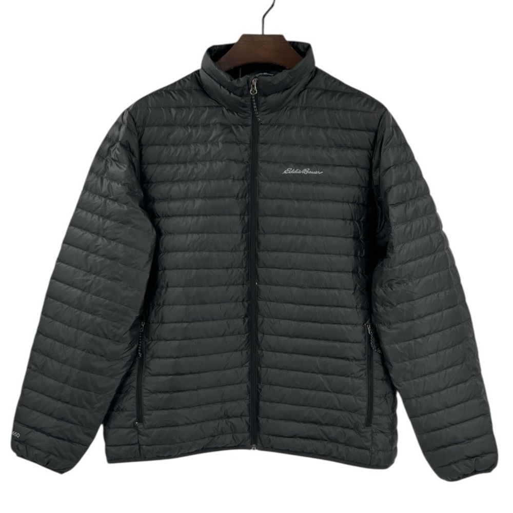 Eddie Bauer Microlight Lightweight 650 Down Puffer Black Jacket New XL